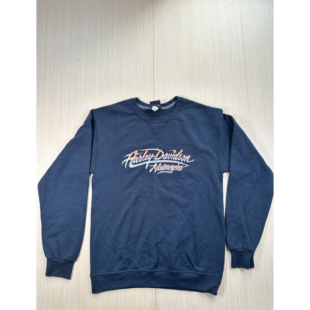 Harley-Davidson Motorcycles Sweatshirt Women's Black Back Winged Skull Graphic‎